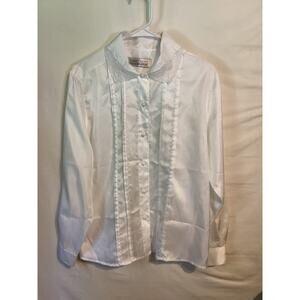 1008 Karen Scott Womens White Tuxedo Blouse with Lace Collar Size 8